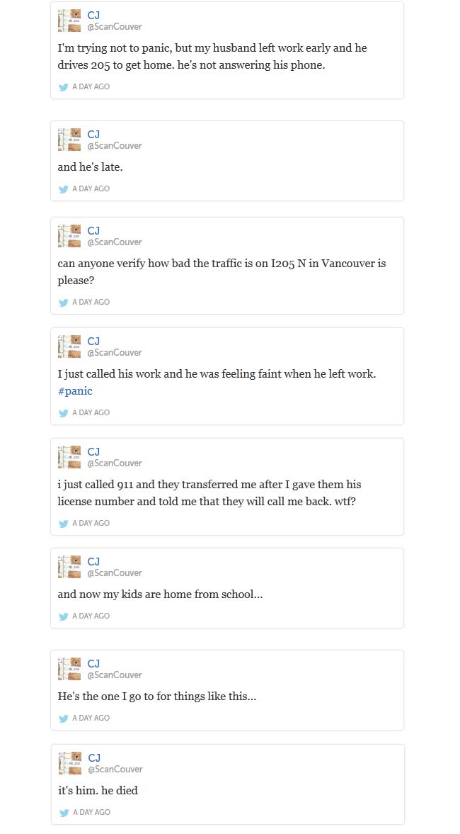 Woman tweets husband's death