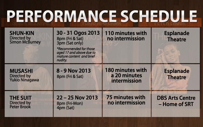 3 Titans of Theatre Performance Schedule
