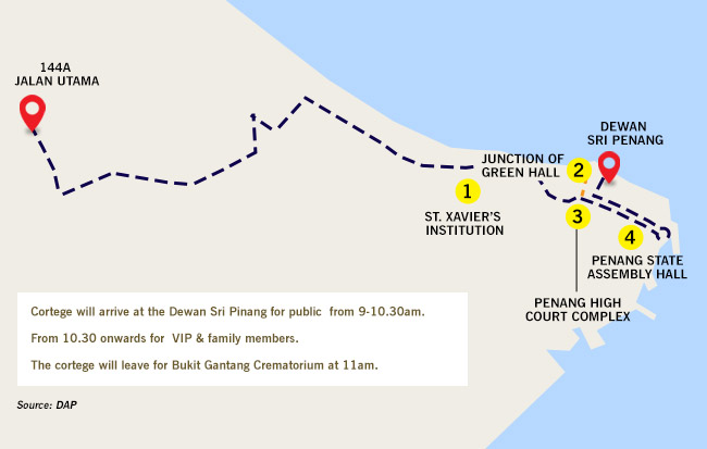 Karpal's funeral procession to stop at four significant locations
