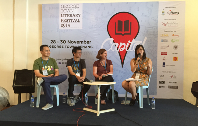 (Left to right) Ahmad Fuad Rahmat, Sonny Liew, Bernadette Foley and moderator Ling Low.