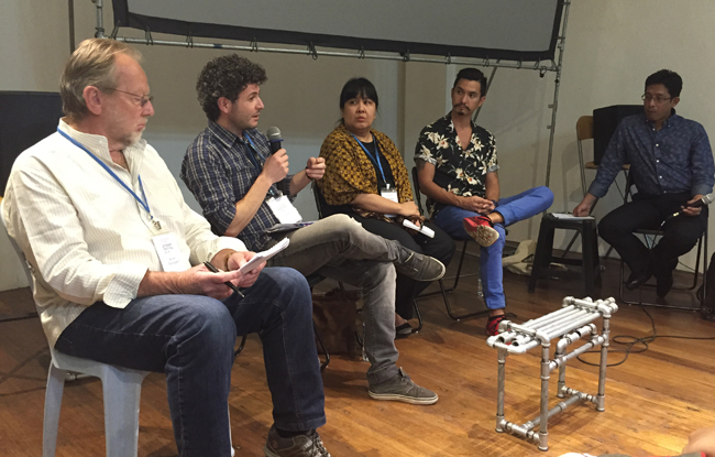 (Left to right) Brian Stoddard, Said El Haji, Leila S. Chudori, Miguel Syjuco and moderator Eddin Khoo.