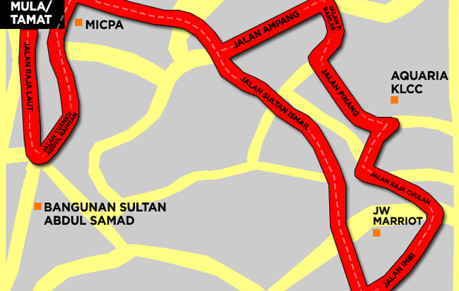Antara jalan yang akan ditutup setiap Ahad pertama setiap bulan.