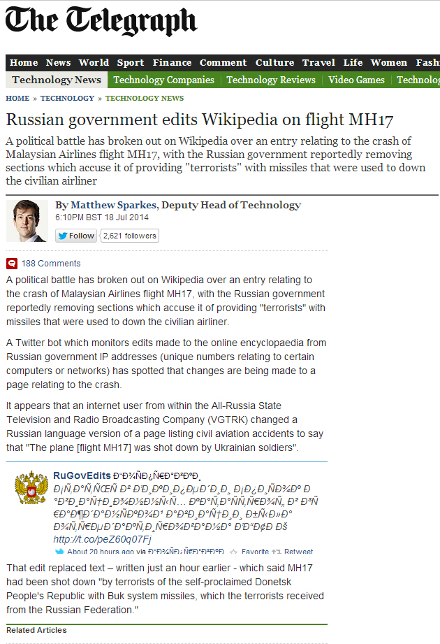 MH17, Rusia, Wikipedia