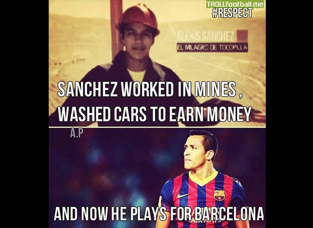 Sanchez pernah bekerja di lombong sebelum bergelar pemain bola sepak profesional
