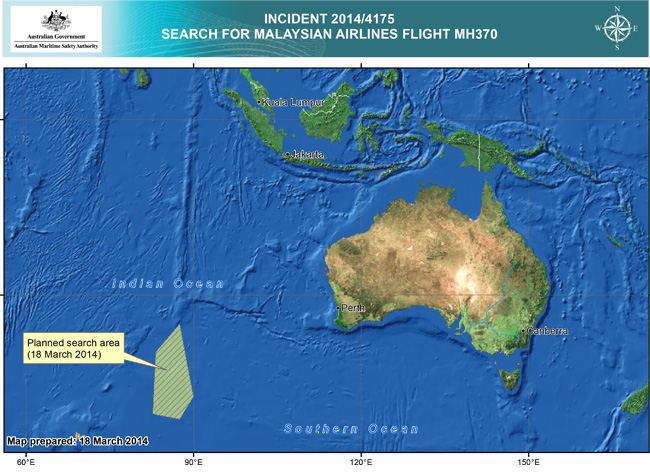 Australia's search area