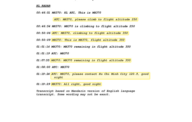 MH370 transcript