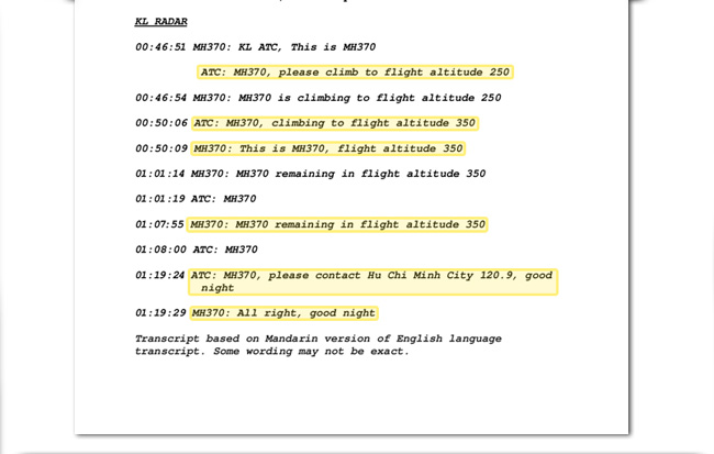 Transkrip perbualan juruterbang