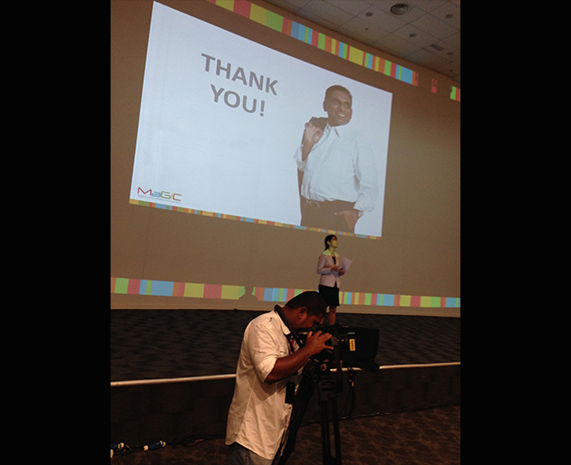 Cheryl Yeoh on stage at the official launch of MaGIC Startup Academy.