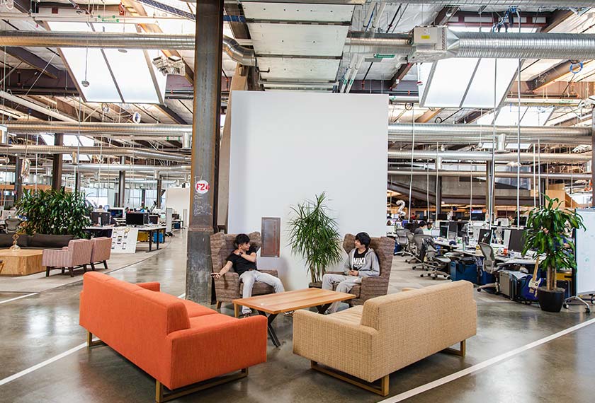 Employees can be seen inside Facebook's new campus in Menlo Park, California on September 25. Photo by Nick Otto for The Washington Post