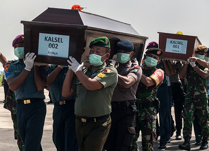 The crash of the Airbus A320-200 into the Java Sea sparked a huge international hunt, with ships and aircraft from several nations scouring the sea for the plane wreckage and the victims.