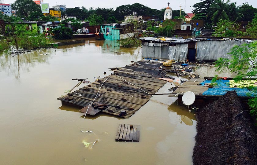 Houses completely submerged in Chennai rains
