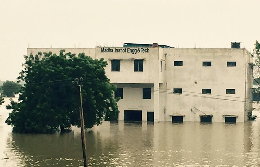 The ground of this college submerged