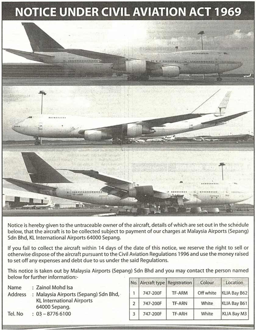 The three 'abandoned' aircrafts at KLIA