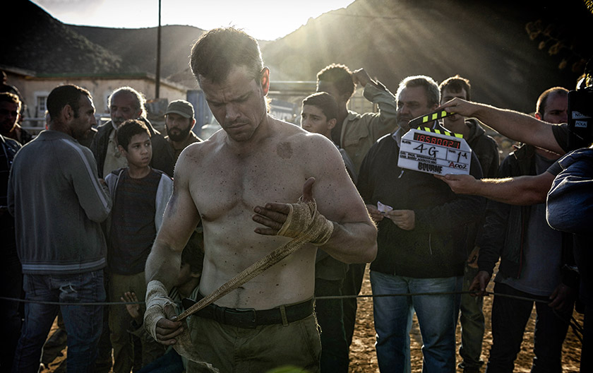 Matt Damon filming the next