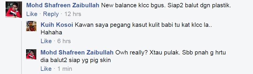 Reaksi pengguna di facebook