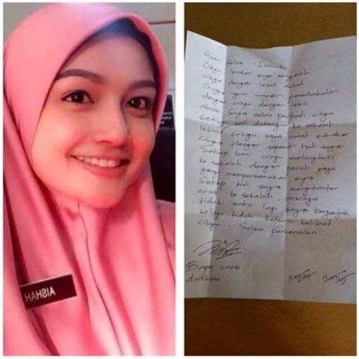 Surat cinta yang dikaitkan dengan seorang guru sekolah