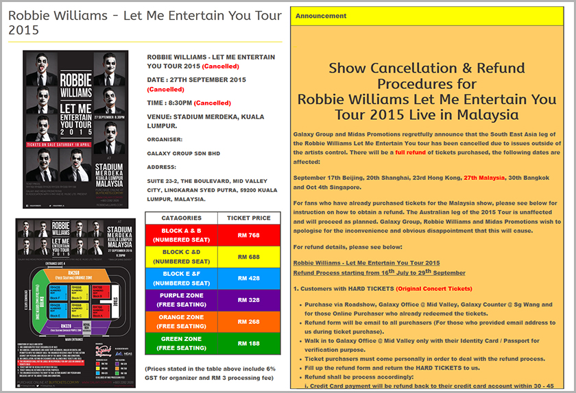 Robbie Williams batal