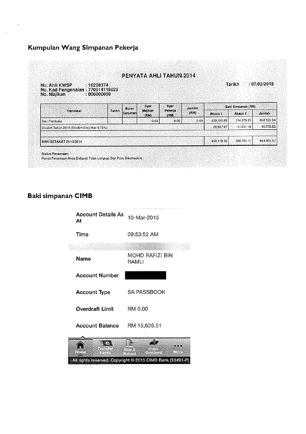 Lampiran Akuan Berkanun Pengisytiharan Harta, Hutang, Pendapatan dan Perbelanjaan Rafizi Ramli.   