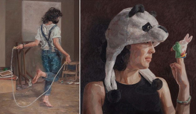 Karya-karya Fadilah Karim (dari kiri): Beautiful Tangle (2013) & Sleepless Night#2 (2014)