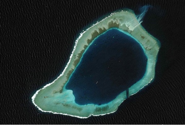 Subi reef, located in the disputed Spratly Islands in the South China Sea, is shown in this handout Center for Strategic and International Studies (CSIS) Asia Maritime Transparency Initiative satellite image taken August 8, 2012