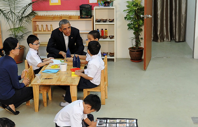 Obama had also taken time to visit the Dignity For Children Foundation in Sentul