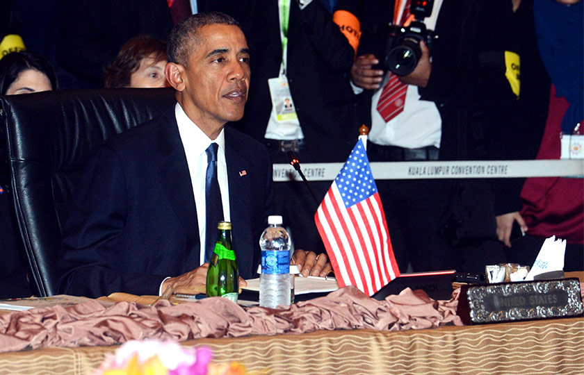 US president Barack Obama at the 27th ASEAN Summit in Kuala Lumpur, Malaysia.