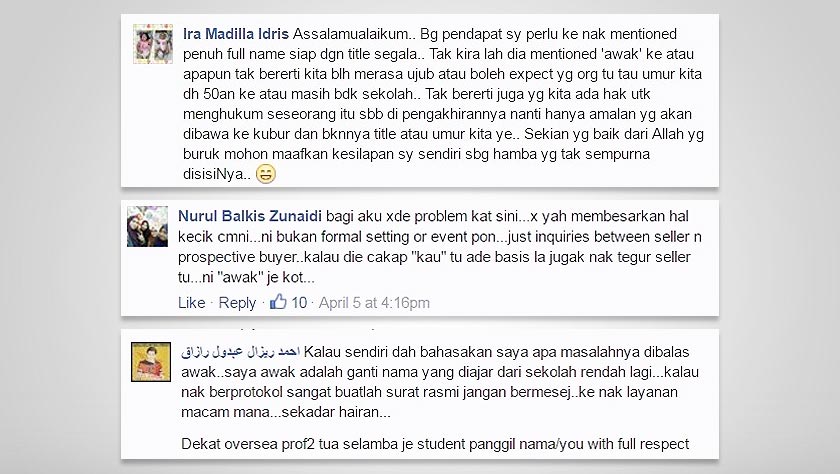 Antara komen yang mengkritik Dr.Harlina di akaun Facebooknya.