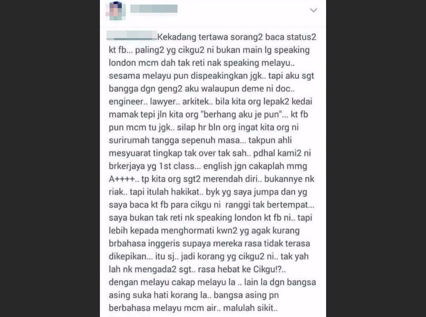 Pendapat wanita ini dikritik netizen sebagai tidak munasabah.