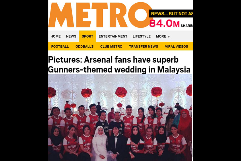 Portal Metro UK melaporkan tentang majlis perkahwinan ini.