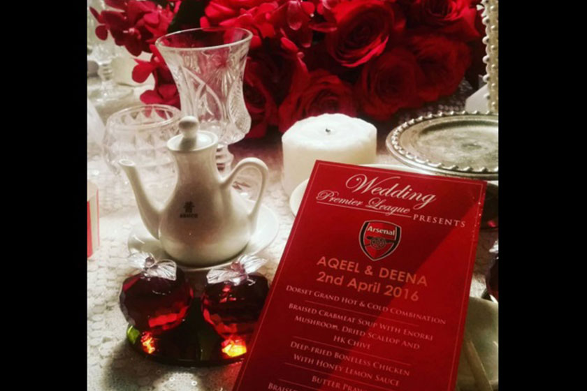 Menu hidangan beraspirasikan Arsenal.