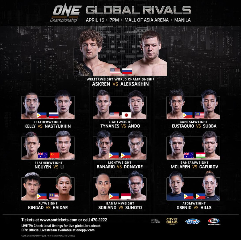 ONE: Global Rivals fight card. - ONE Championship photo