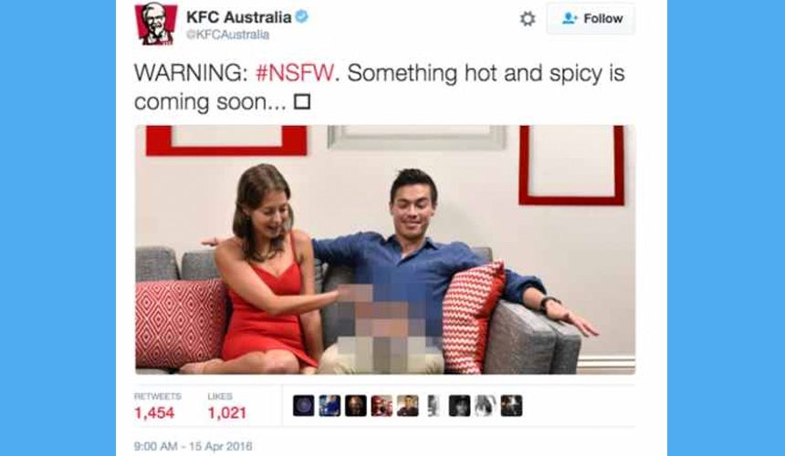 Ini adalah iklan asal KFC Australia yang menerima kecaman hebat netizen sejurus ia dimuat naik ke akaun Twitter syarikat itu. - Foto Twitter
