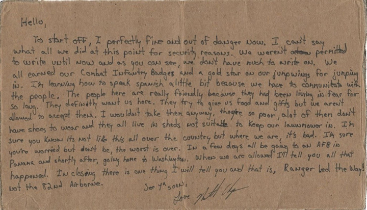 Letter from Nate Chapman to home