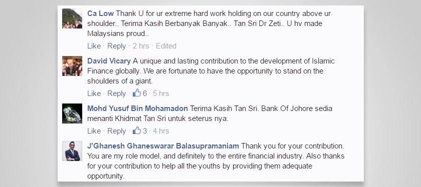 Antara komen dan ucapan selamat tinggal di Facebook Bank Negara Malaysia.