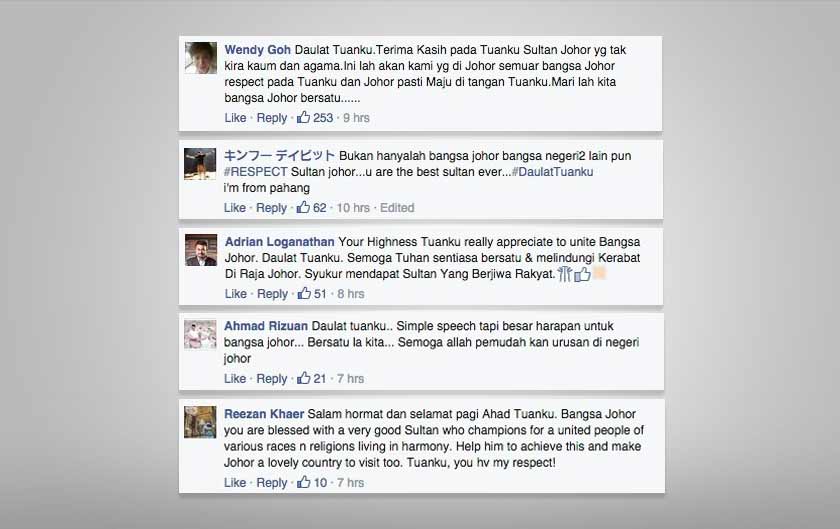 Netizens' response on Sultan of Johor call for unity
