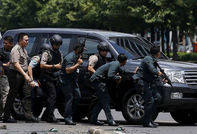 Suicide attackers struck the Indonesian capital Thursday, with a series of explosions and gunfire that tore through a Starbucks cafe and shook an embassy district in the Muslim-majority nation.