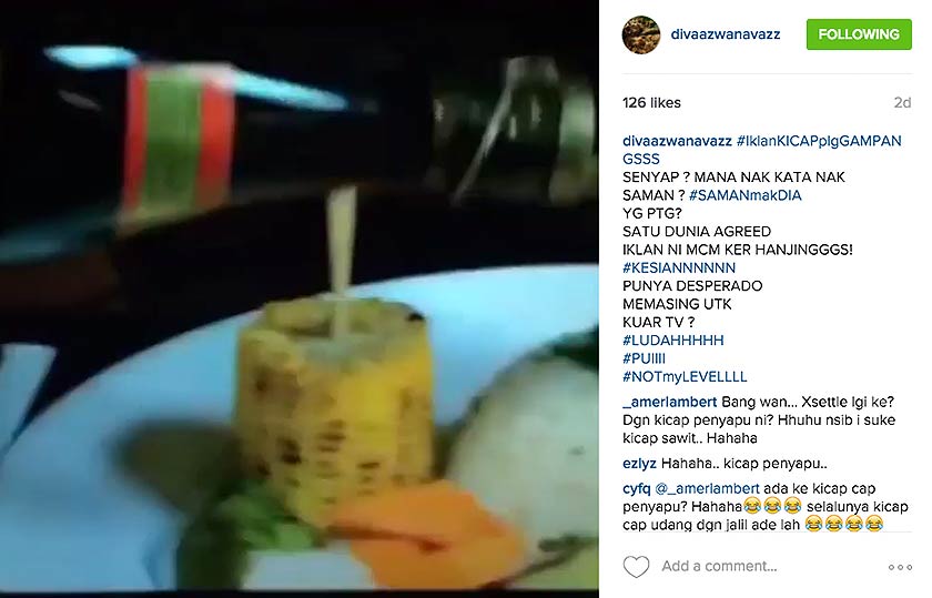 Salah satu kiriman Instagram Azwan Ali berkenaan kicap Tirana.