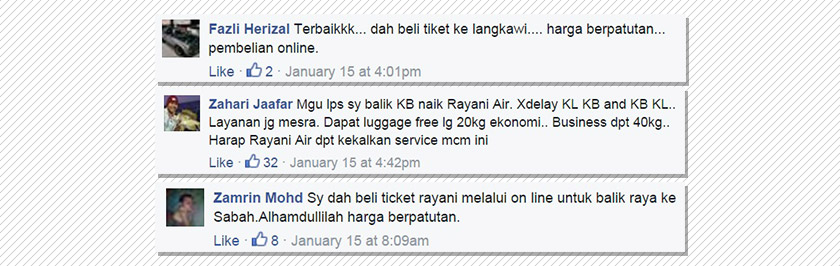 Some positive feedbacks in Facebook.