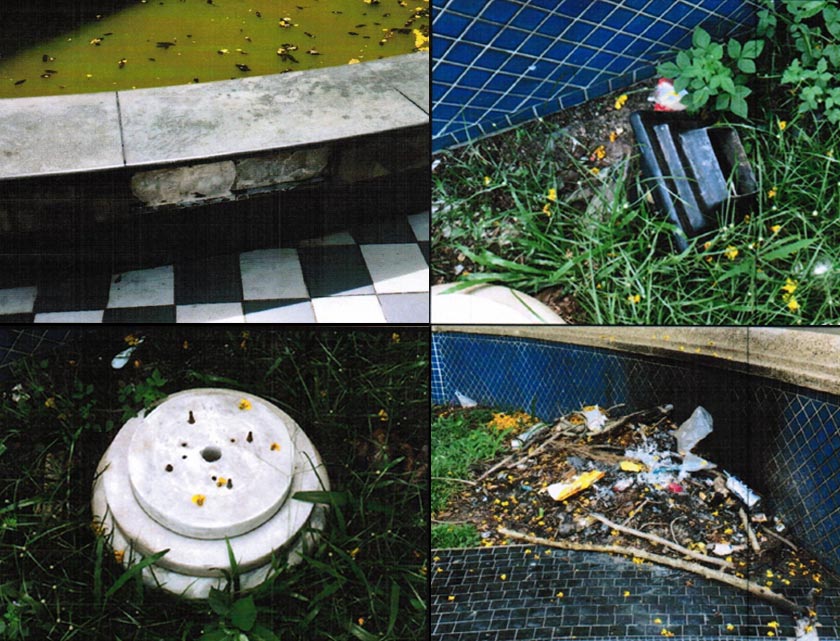 Keadaan sekitar arca Puncak Purnama yang tidak terjaga serta kesan kerosakan yang direkodkan. - Foto DBKL