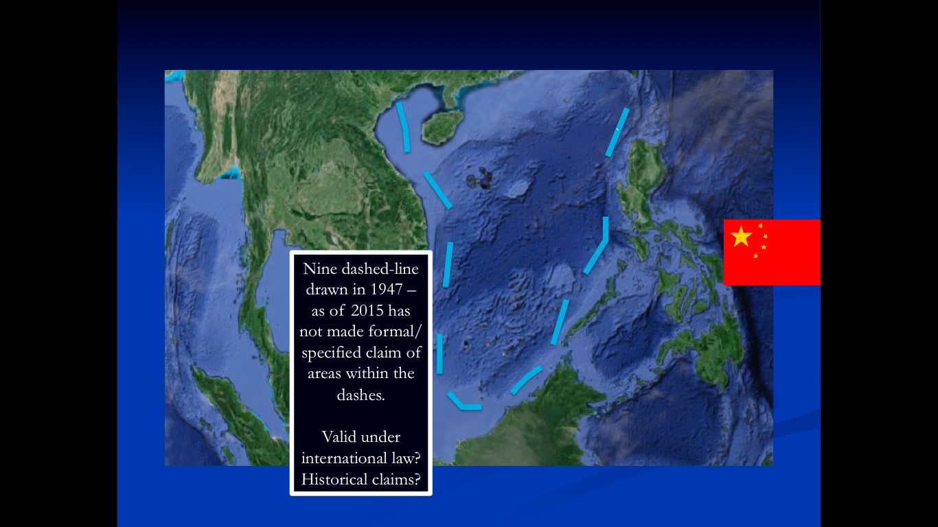 Rajah 2: Kawasan Sembilan-garis putus yang dituntut China (Sumber: Diubahsuai daripada GoogleMaps)