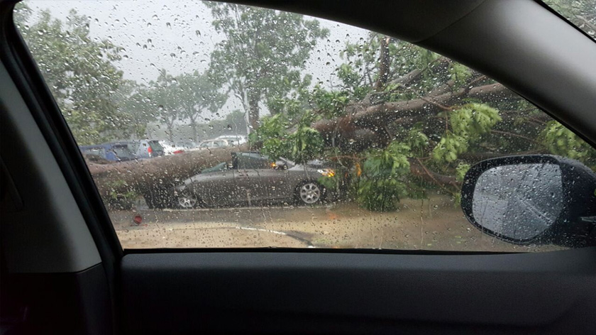 Hujan ribut itu bermula pada jam 6 petang hingga mencetuskan panik dalam kalangan pekerja pejabat kerajaan dan swasta di sekitar kawasan berkenaan.