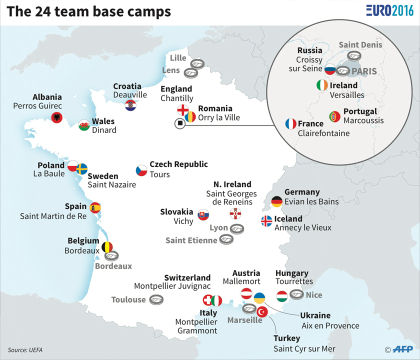 Where all the teams are based across France