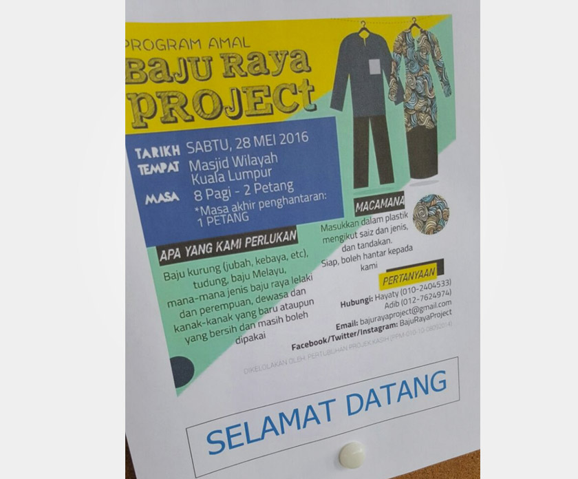 program amal Baju Raya Project anjuran Pertubuhan Projek Kasih