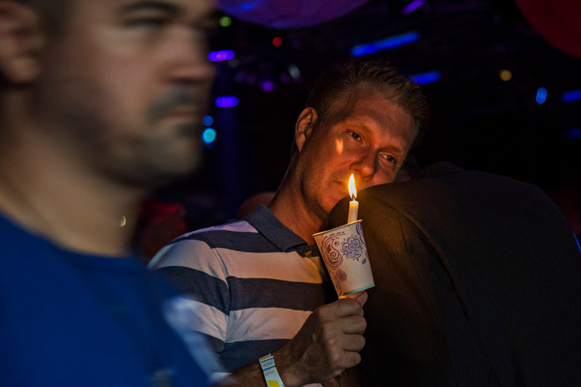Bill McKinney, who was at Pulse until 1:15 am, attends a vigil in Orlando. Melissa Lyttl/The Washington Post.