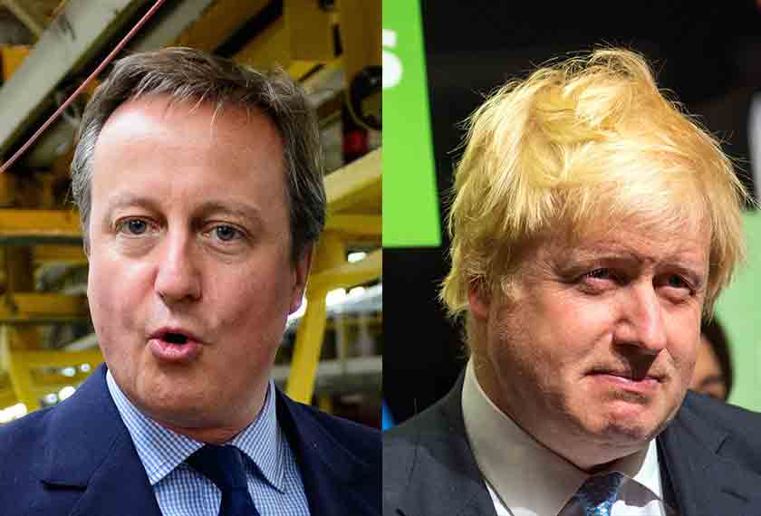 Cameron & Johnson masing-masing mengetuai kempen 'Remain' dan 'Leave'. - Foto AP