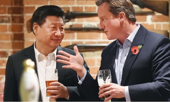 China president, Xi Jinping (left) and UK prime minister, David Cameron