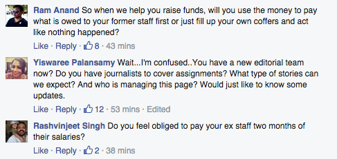 Komen Facebook yang mempersoalkan pembukaan semula The Rakyat Post - Foto Facebook/The Rakyat Post