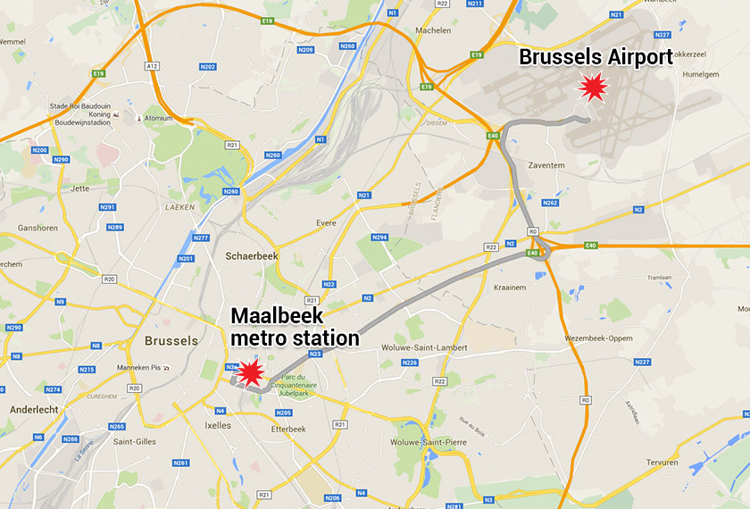 Brussels was hit by two separate attacks which targeted the main hall of Zaventem Airport and later at the Maalbeek metro station.