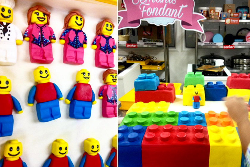 Persiapan kek bertema Lego yang berwarna-warni untuk meraikan kanak-kanak Chow Kit. - Foto Instagram Imelda Harris