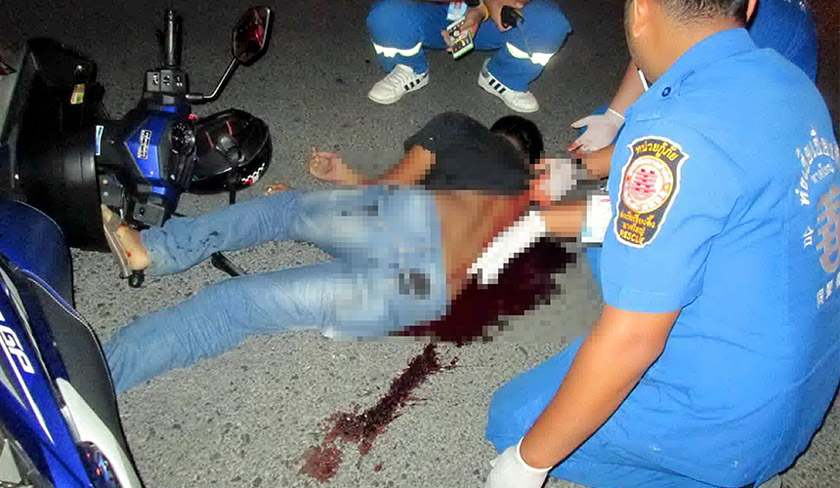 Mayat mangsa ditemui terbaring dengan kesan tembakan di dada dan punggungnya di Jalan Phadungpakdee.